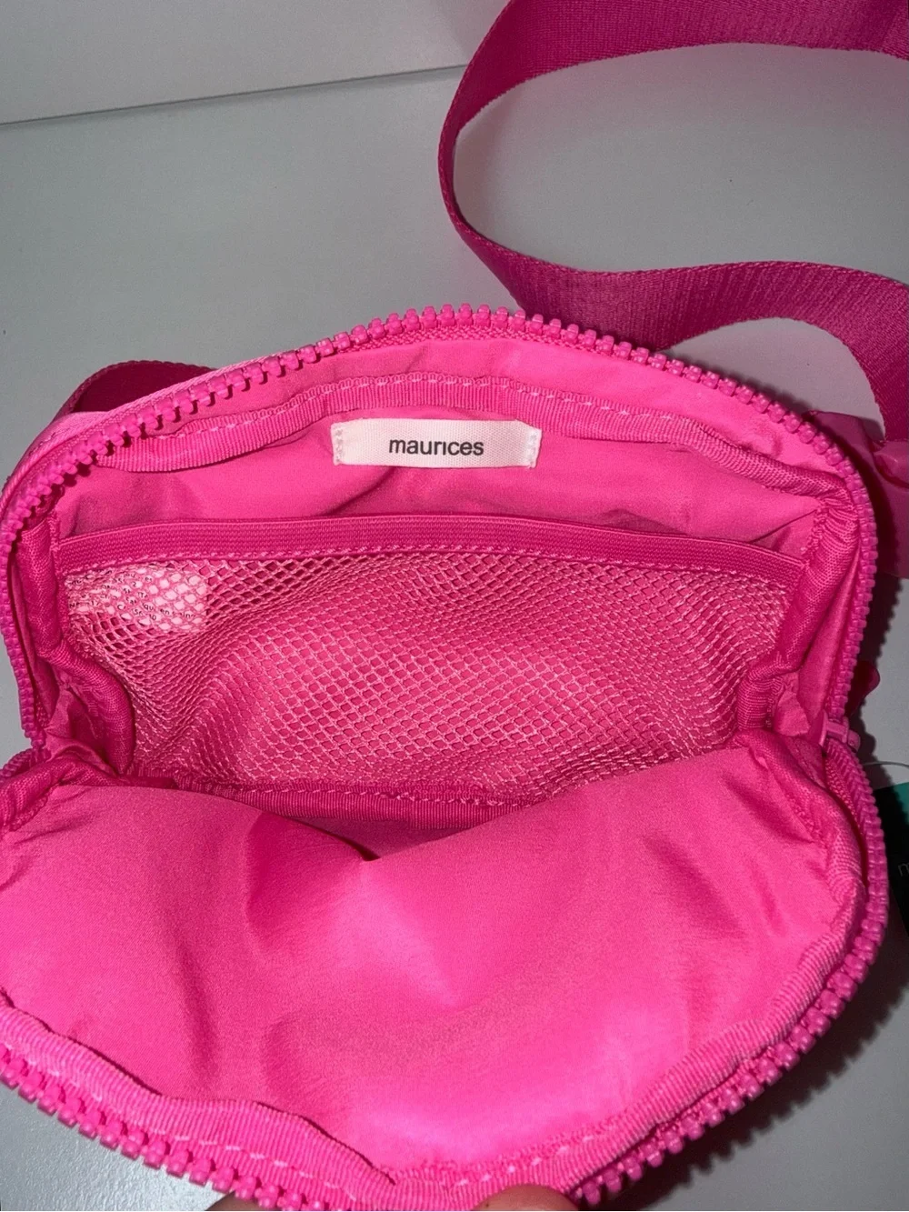 Maurices Solid Neon Pink Crossbody Belt Bag Canvas Buckle Closure NWT New